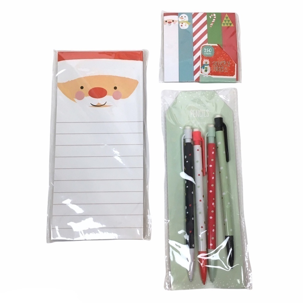 Christmas Santa Stationery Set List Pad Pencils Page Flags Planner Accessories